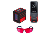 КОМПЛЕКТ Лазерный уровень ADA Cube mini Professional Edition + Дальномер лазерный ADA Cosmo Mini + Очки лазерные ADA VISOR RED Laser Glasses