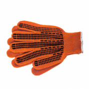 Перчатки трикотажные, акрил, ПВХ гель, &quot;Протектор&quot;, оранжевый, оверлок Россия Сибртех