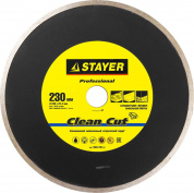 Clean Cut 230 мм, диск алмазный отрезной сплошной по керамограниту, мрамору, плитке, STAYER Professional