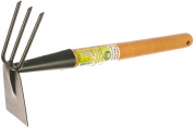 Мотыга-рыхлитель "PROLine", лопатка+3 зуба с деревянной ручкой, GRINDA 421517, 113х100х575мм