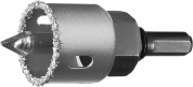 Коронка-чашка ЗУБР "Профессионал" c карбид-вольфрамовым нанесением, 32 мм, высота 25 мм, в сборе с державкой и сверлом