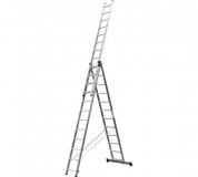 Лестница СИБИН универсальная, трехсекционная со стабилизатором, 12 ступеней
