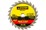 STAYER Opti Line 160 x 16мм 24T, диск пильный по дереву, оптимальный рез
