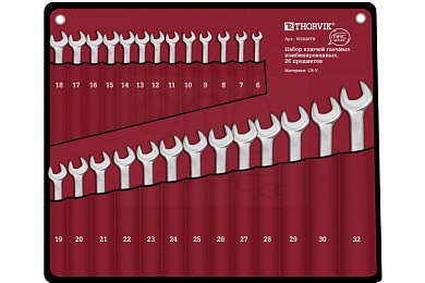 Набор ключей THORVIK гаечных комбинированных серии ARC , 6-24 мм, 26 предметов W3S26TB, Набор ключей гаечных комбинированных серии ARC, 6-32 мм, 26 предметов