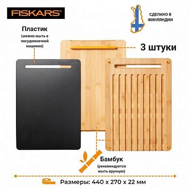 Набор Fiskars: Разделочные доски Functional Form 3шт 1014213