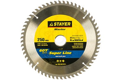 STAYER Super line 250 x 32мм 60Т, диск пильный по дереву, точный рез