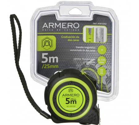 Рулетка ARMERO с двумя фиксаторами 5м*25мм A101/252