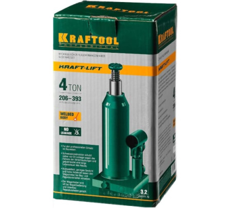 KRAFTOOL KRAFT-LIFT 2т, 160-310мм домкрат бутылочный гидравлический, KRAFT BODY