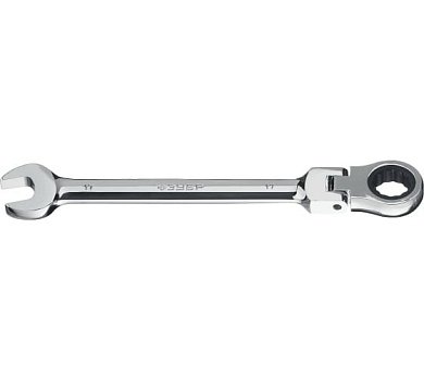 Комбинированный гаечный ключ трещоточный шарнирный 17 мм, ЗУБР