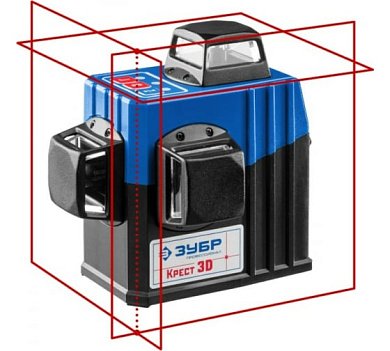 ЗУБР КРЕСТ 3D нивелир лазерный 3х360°, 20м/70м, точн. +/-0,3 мм/м
