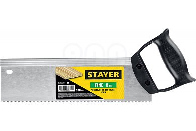 Ножовка для стусла c обушком (пила) ″Fine″ 300 мм, 8 TPI, прямой закаленный зуб, точный рез, STAYER