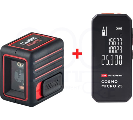 Лазерный уровень ADA CUBE MINI Basic Edition + Измеритель длины ADA Cosmo MICRO 25 A00690