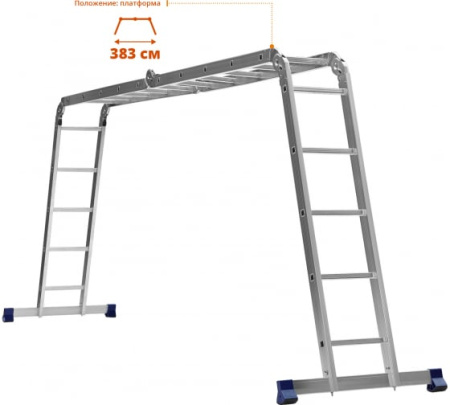 Четырехсекционная лестница-трансформер СИБИН, алюминиевая, 4x5 ступени, ЛТ-45