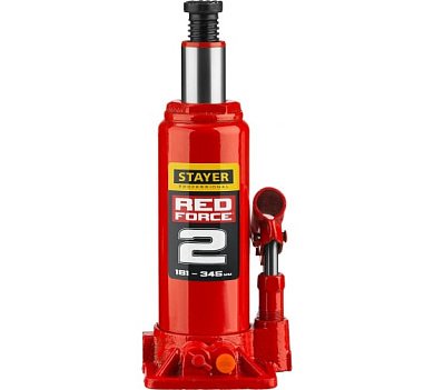 STAYER RED FORCE 2т 181-345мм домкрат бутылочный гидравлический