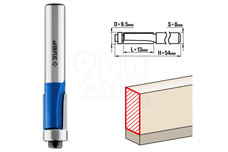 ЗУБР 9.5x13мм, хвостовик 8мм, фреза кромочная с нижним подшипником